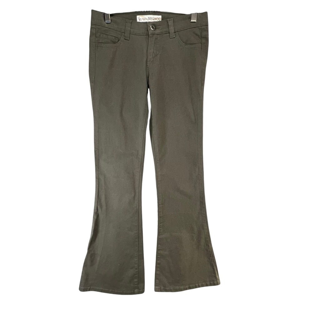 Bronco 70s Bell Bottom Jeans 27x33 Brown Khaki Denim Flared Low Rise Western